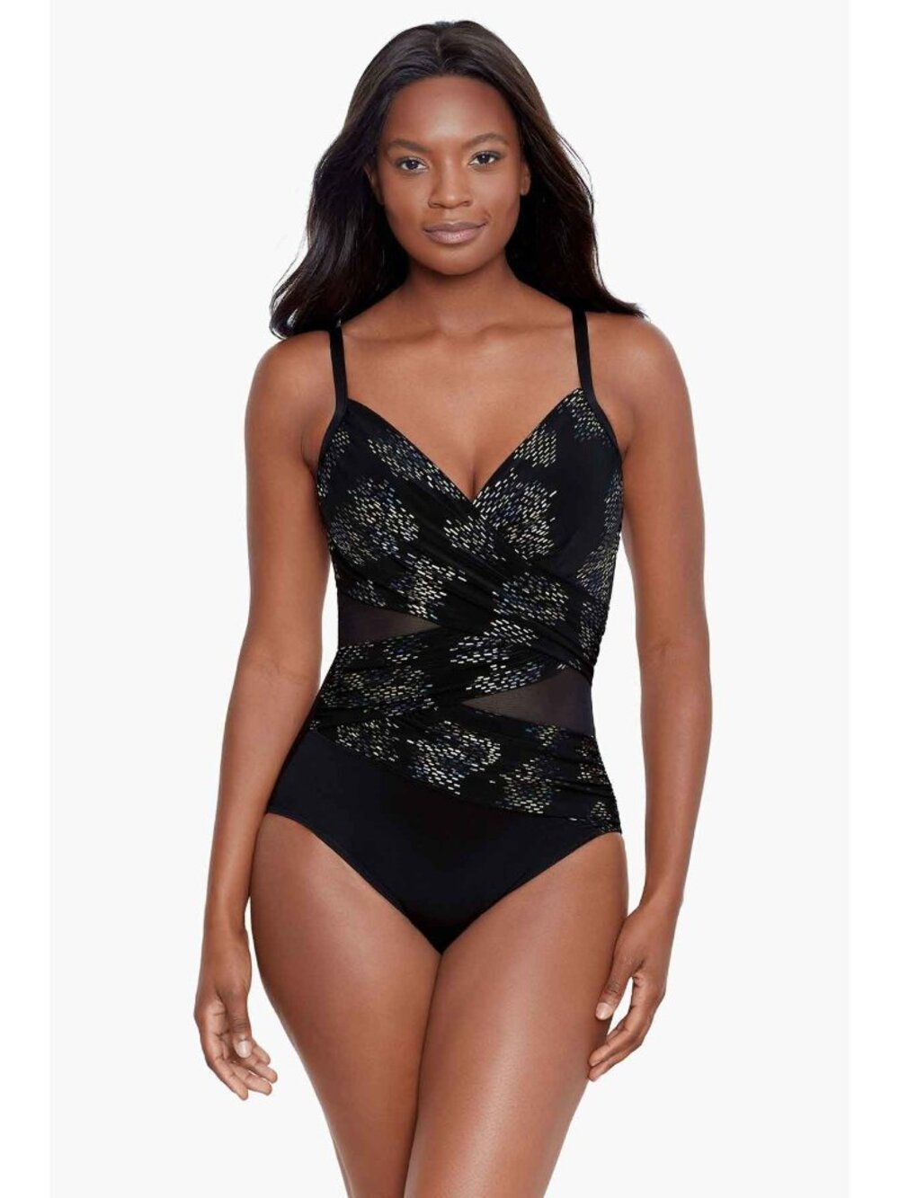 Miraclesuit Mystique Metallic Cottagecore One Piece Swimsuit Sz 8